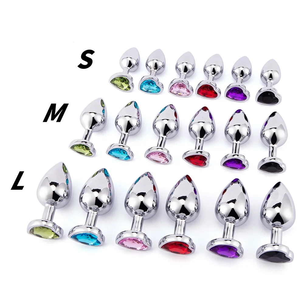 3 Sizes Anal Plug Mini Heart Smooth Metal Stainless Steel Crystal Butt Plug Stimulator Smaller Anal Sex Toys For Men Women Anus