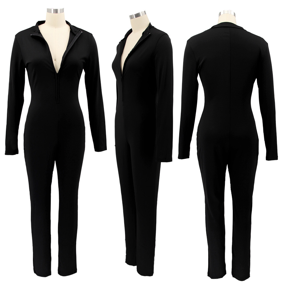 Tight Jumpsuit Rompers Women Sexy Long Sleeve Jumpsuits Slim Outfits Clubwear Free Ship