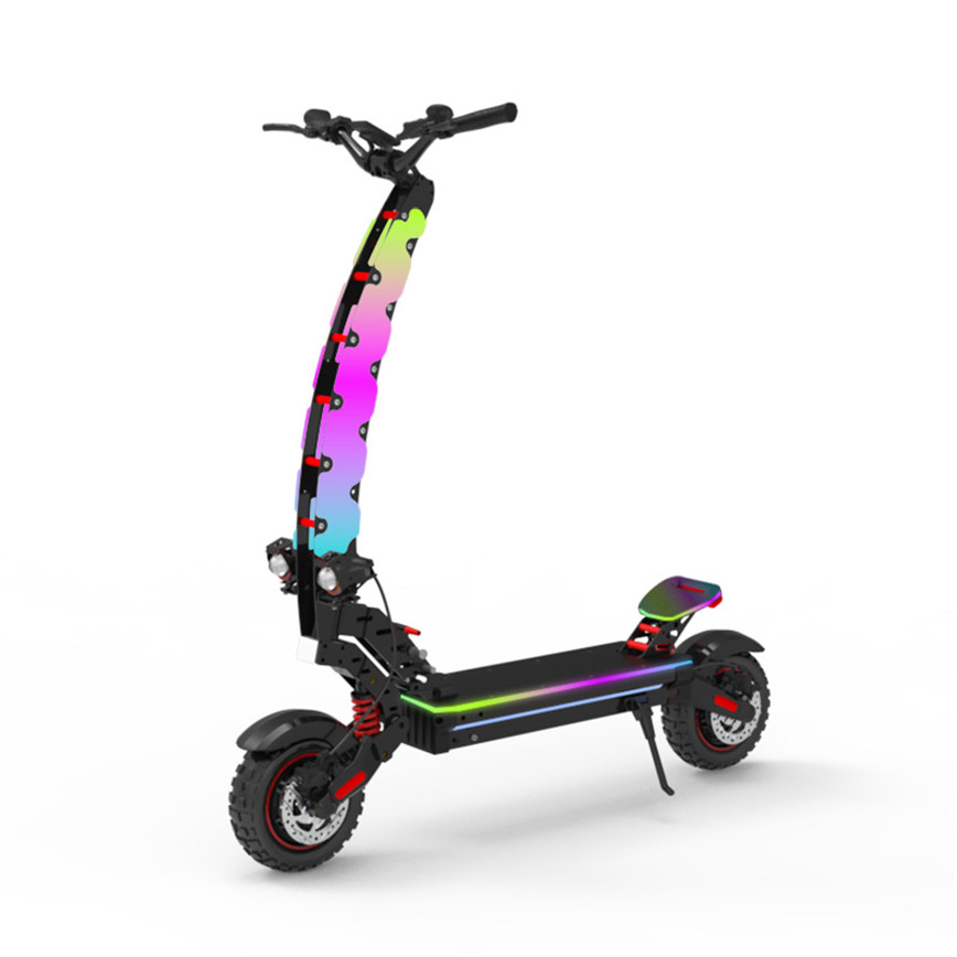 New Electronics Dual Motor Off-Road Fast Electric Scooter for Adults with Bluetooth Speaker and Light Tube