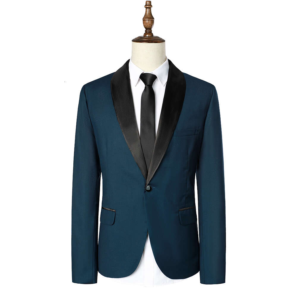 Bolso decorativo no peito contraste cor cetim colarinho causal formal diário casamento masculino manga longa um botão blazer