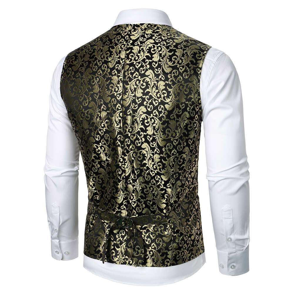 Flower Printing Casual Style Waistcoat Business Banquet Wedding Host Stage Street Performance Men S Suit Vest