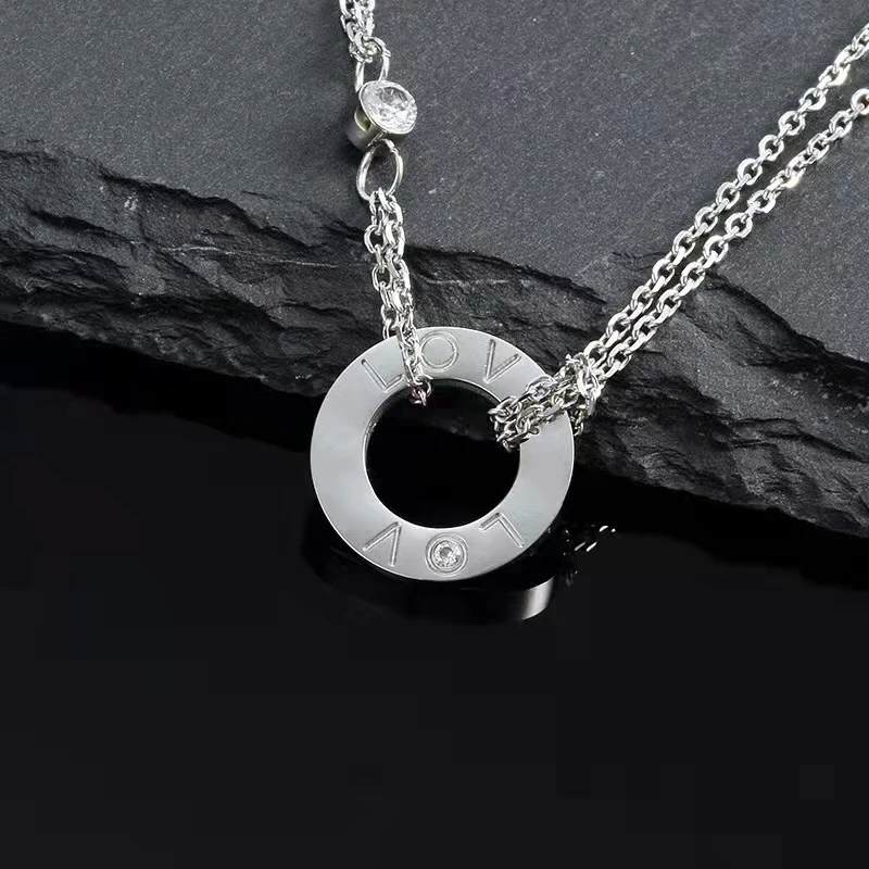 High Edition Design 925 Sterling Silver Love Necklace For Women Circular Pendant Simple Brand Jewelry Creative Personality Gifts