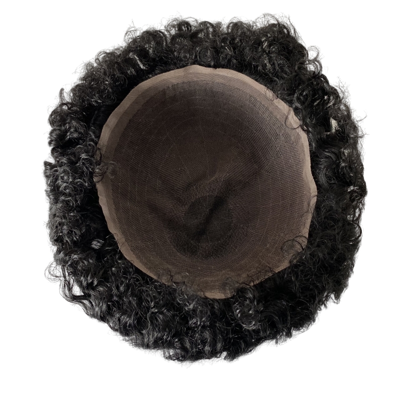 European Virgin Human Hair Systems 15 mm Welle 1B schwarze männliche Perücke 8 x 10 Toupet Vollspitze Einheit für schwarze Männer