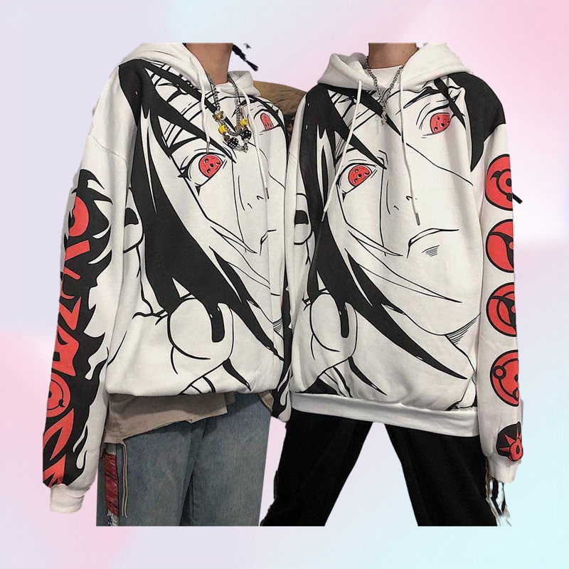 Nicemix Harajuku Gothic Anime Hoodies Women Uchiha Itachi Sharingan Print Hoodies Casual Warm Pullover Hooded Sweatshirt 2028210602579303