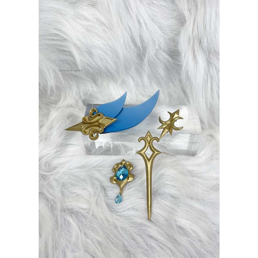 Cosplay Cosplay Neuvillette Haarspelden Spel Genshin Impact Accessoires Rekwisieten Fontaine Marechaussee Phantom Broche Hairwear