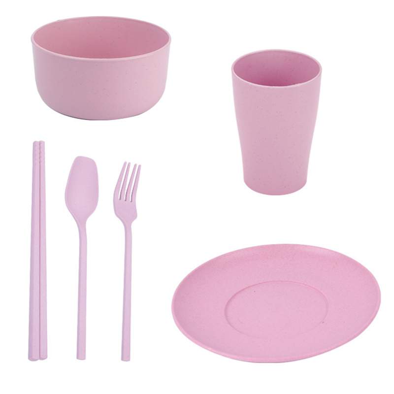 Wheat Straw Dinnerware Sets Microwave & Dishwasher Safe Unbreakable Dinnerware Set Lightweight Camping Dishes, Plates, Cups, Cereal Bowls