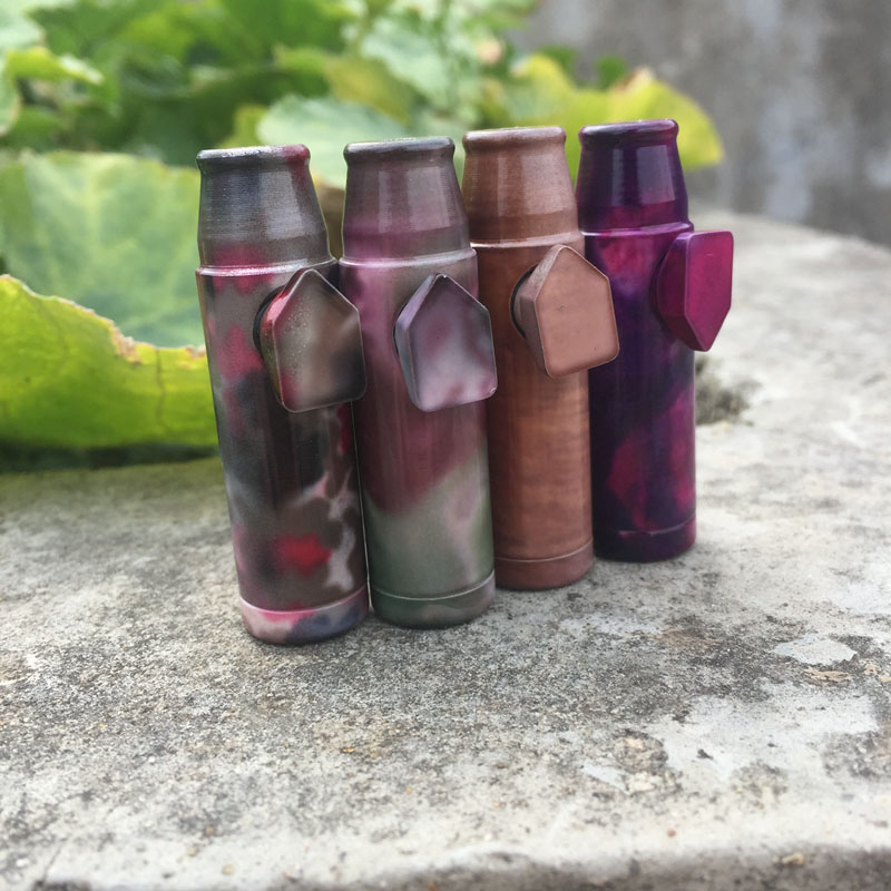 New Colorful Aluminium Smooth Skin Pipes Herb Tobacco Bullet Cartridge Style Stash Bottle Storage Jar Snuff Snorter Sniffer Snuffer Pocket Seal Smoking Dispenser