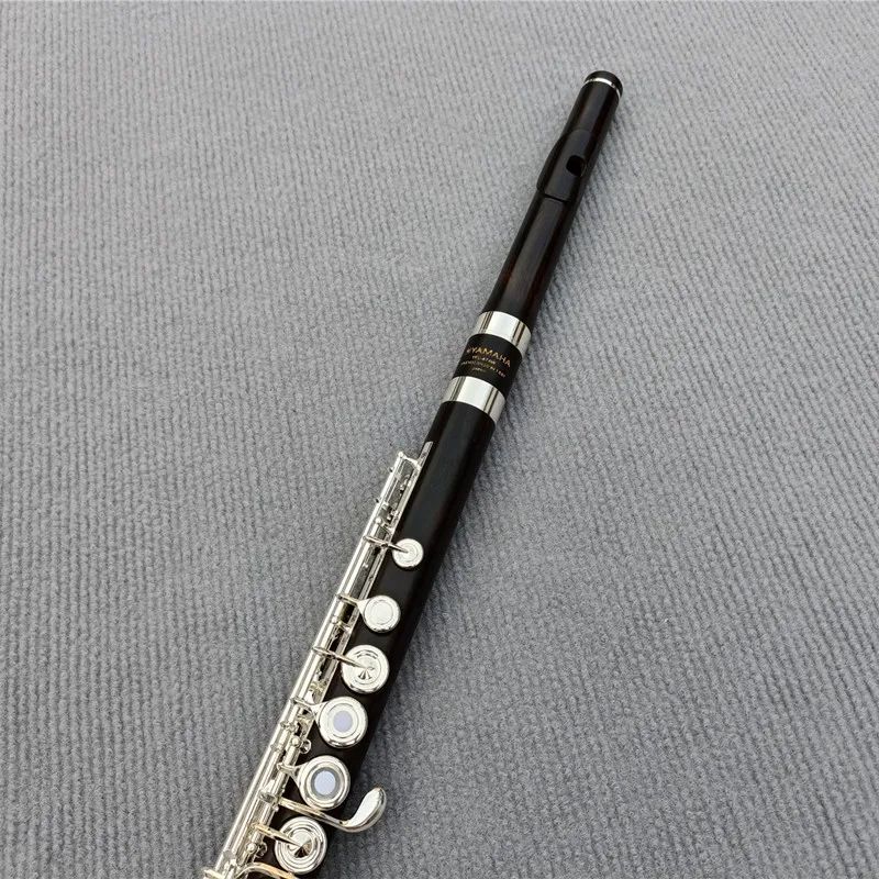 Top Japan 17 Holes Ebony flute Open Hole Silver Plated E key Grenadilla Wood Professional Flute