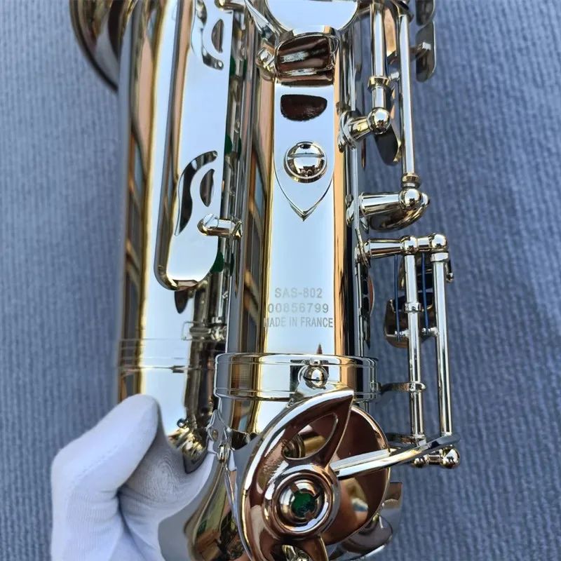 Hohes französisches SAS-802 Eb Es-Altsaxophon Sax Shell Key Carve Pattern Holzblasinstrument mit Koffer Andere Zubehörteile