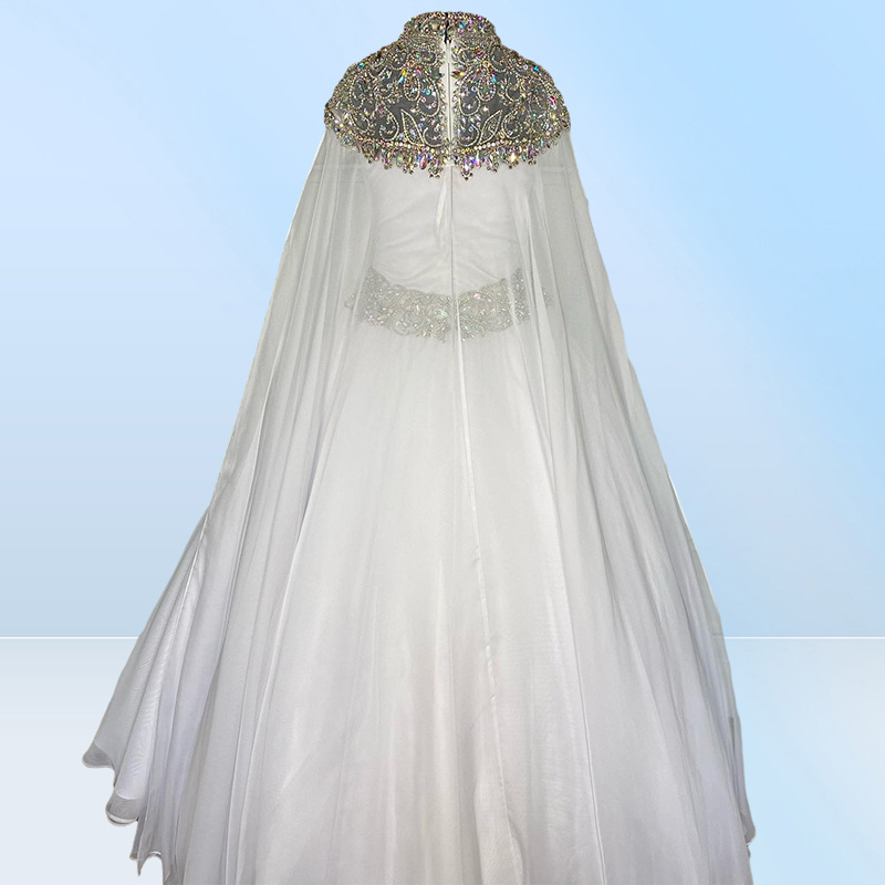 Розовое шифоновое театрализованное платье для подростков Juniors 2022 Cape High Sheam Bling Crystalls Long Formal Party Party для маленькой девочки Zippe5731843