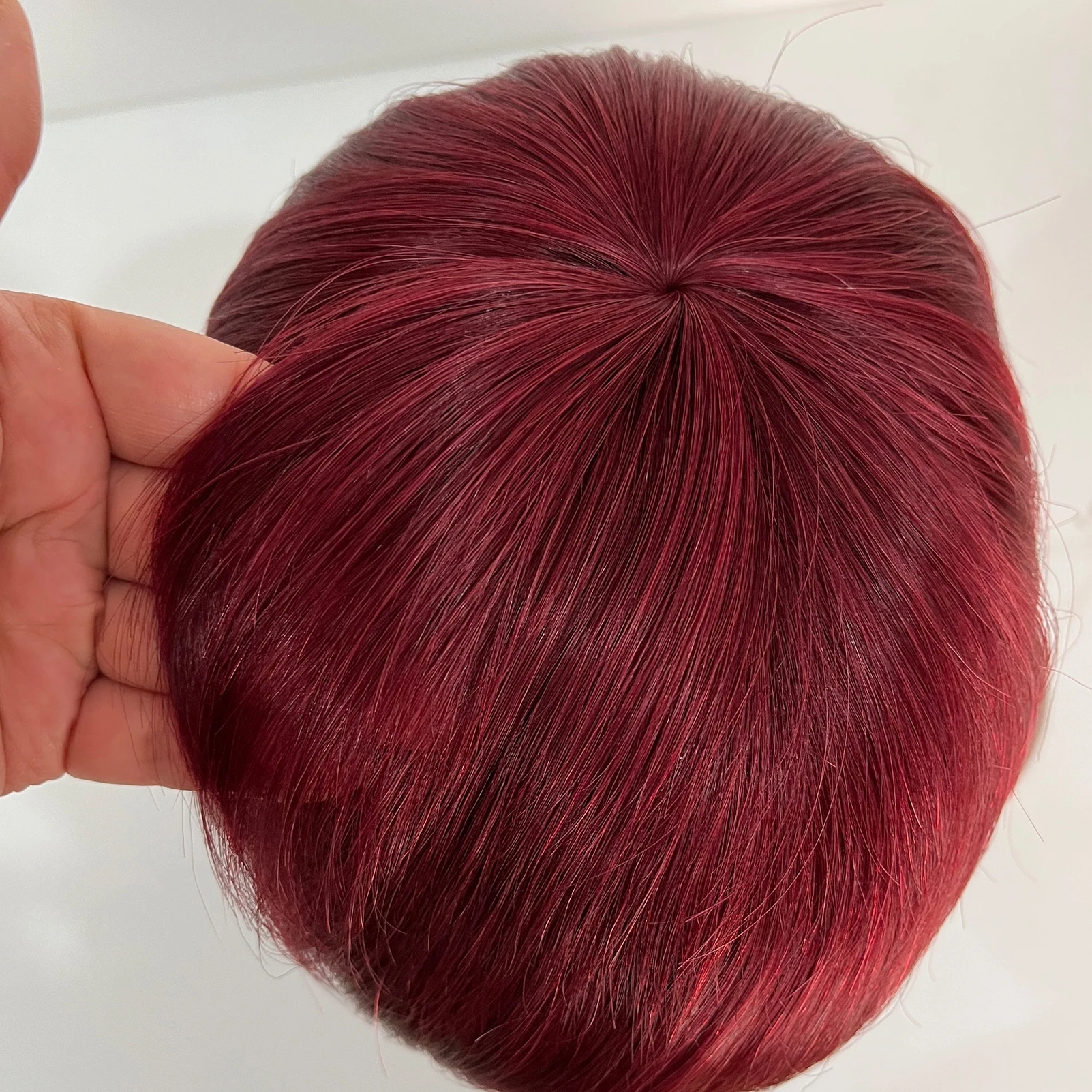 Burgundy pixie kesilmiş peruk ön kopukluk kısa bob düz insan saç perukları siyah kadınlar için ucuz% 150 Brezilya Remy yaptı