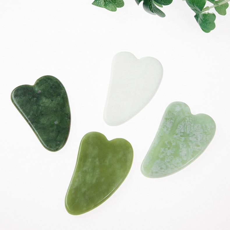 100% authentieke Jade Gua Sha Sha Skin Massager Natural Green Jade Stone Guasha Scraping Board Facial Spa Acupunctuur Beauty Healing Stone voor gezondheidszorg