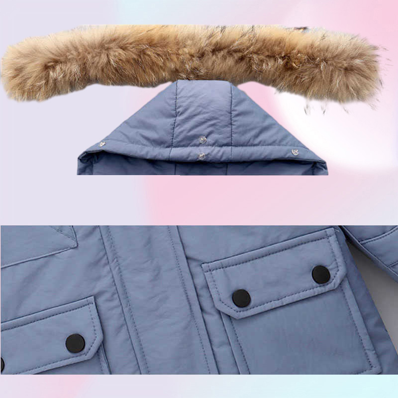 2021 Jackets de inverno para meninos crianças Snowsuits Girl Down Parka Coat de Fur Outerwear Natura