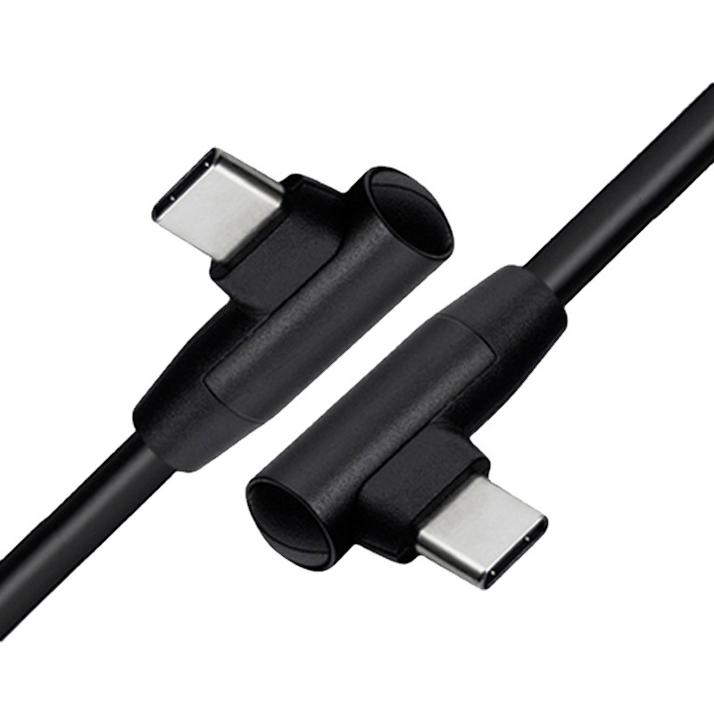 Kabel typu C do C Mężczyzna do samca Elbow Cable 20 V 3A 60W PD Szybki szybki przewód ładujący 90 stopni Kąt telefonu komórkowego Gry Drut Ładowarka Smartfon Kabel 2M 2M