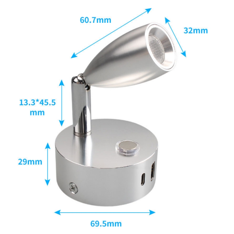 Topoch 12V LED-verlichting voor camper lezen Touch-dimmer met 2 USB-laders 24V draaibare spotlight RV boot vrachtwagen aanhanger Flexibele taaklampen