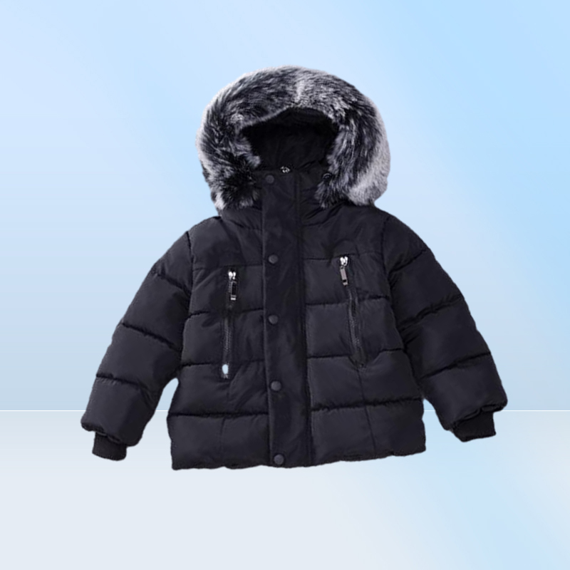 Kids Jacket Winter Warm Coats Thicken Natural Fur Collar Hooded Outerwear Baby Boys Girls Clothes4262447