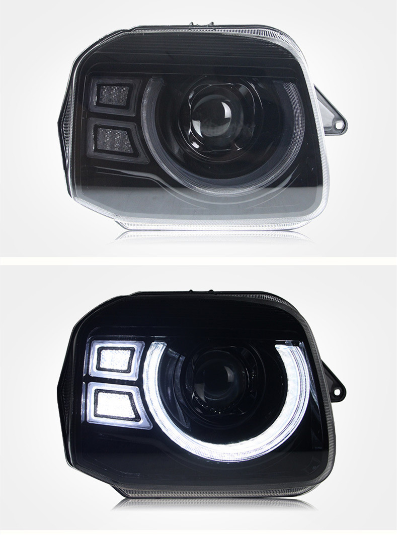 Bilstrålkastare för Suzuki Jimny 2007-20 15 Defender Style Lights All LED Daytime Running Light Turn Signal Lens-strålkastare