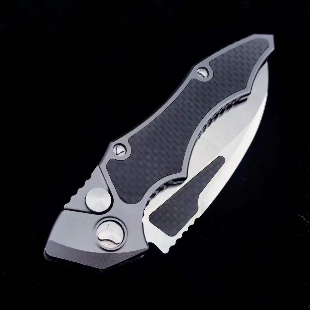 Micro Tech Hawk Auto Folding Karambits Knife D2 Blade, Aviation Aluminium + Carbon Fiber Handle, Camping Outdoor Tactical Combat Self-Defense Knives EDC Pocket Tool