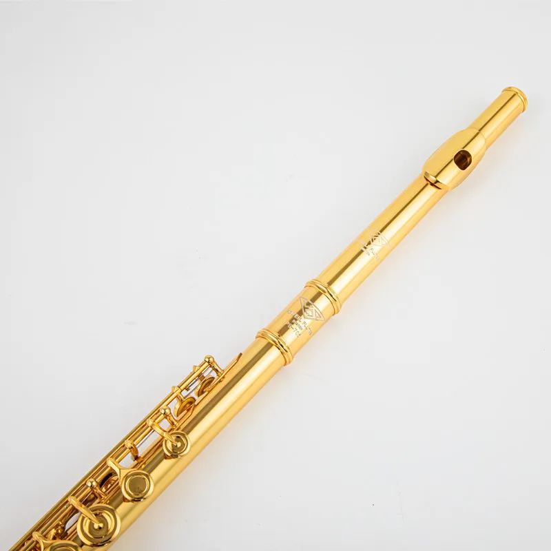 USA Powell PS705 Flute Professional Cupronickel Otwarcie C Key 17 Hole Flute 18K Gold Planed Instrumenty muzyczne z skrzynią 00