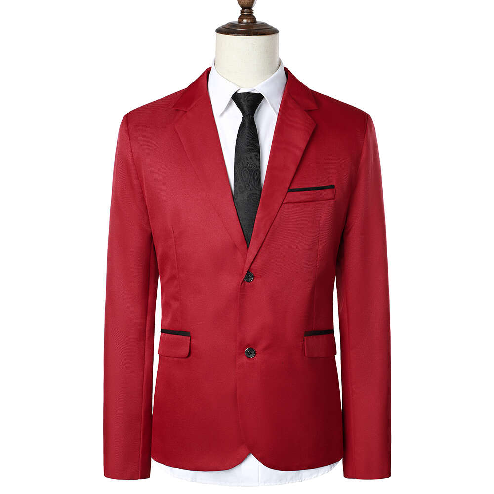 Blazer de manga larga con un solo pecho para hombre, diseño informal, Formal, con bolsillo decorativo en el pecho, detalles de Color en contraste