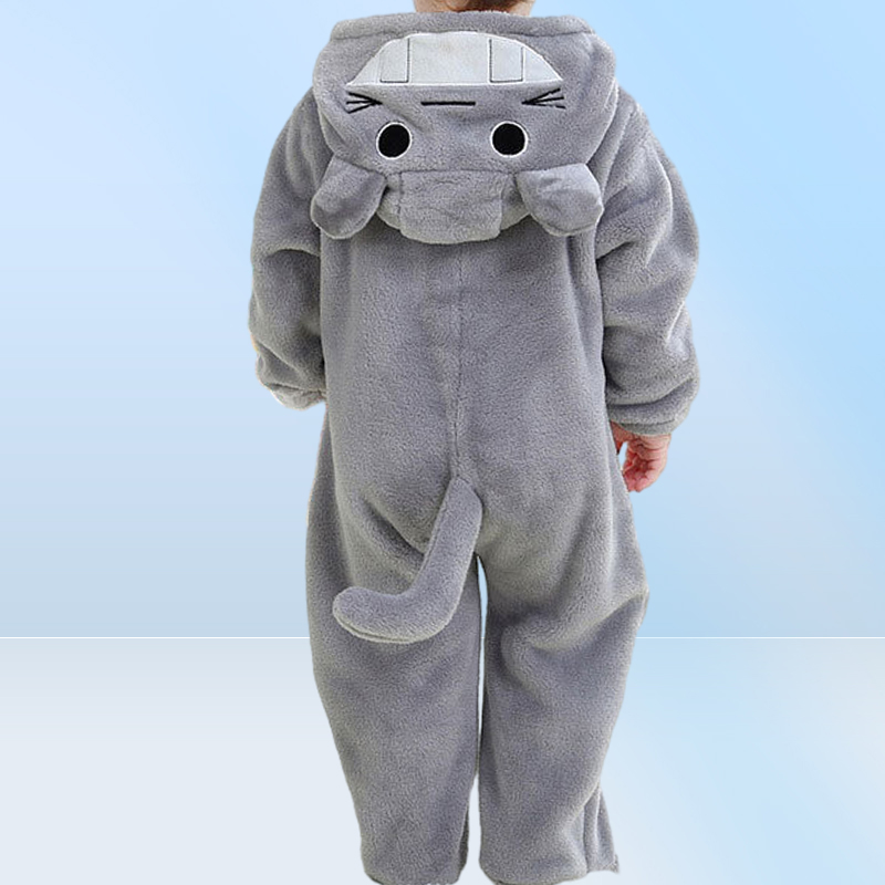 Baby-grenots kigurumis garçon fille habitage infantile totoro costume pyjama gris avec des vêtements d'hiver à glissière