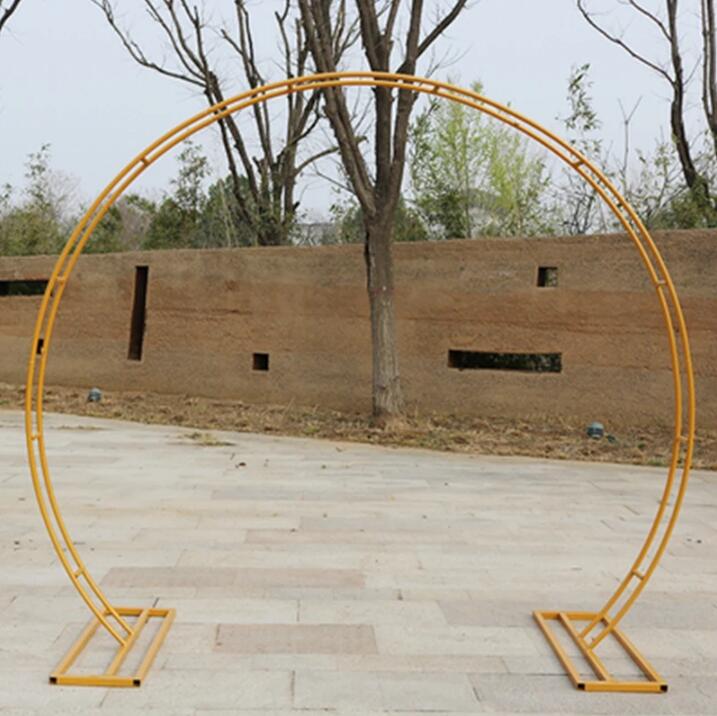 Wedding Arch Party achtergrond IJzeren Boog Flower Stand Props Dubbele ronde Ring Arch Frame Huisbloem Boog Deur Decoratie 2.2m x 2,6 m