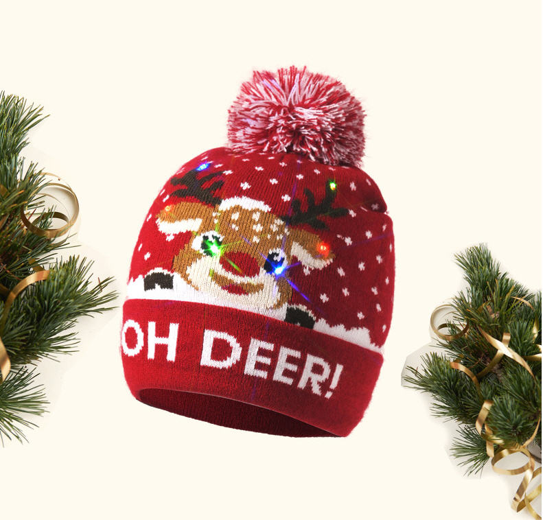 Gros Noël Led Chapeaux Tricotés Enfants Bébé Mamans Hiver Chaud Bonnets Crochet Casquettes Pour Citrouille bonhommes de neige Festival décor de fête accessoires cadeaux bonnets de mode