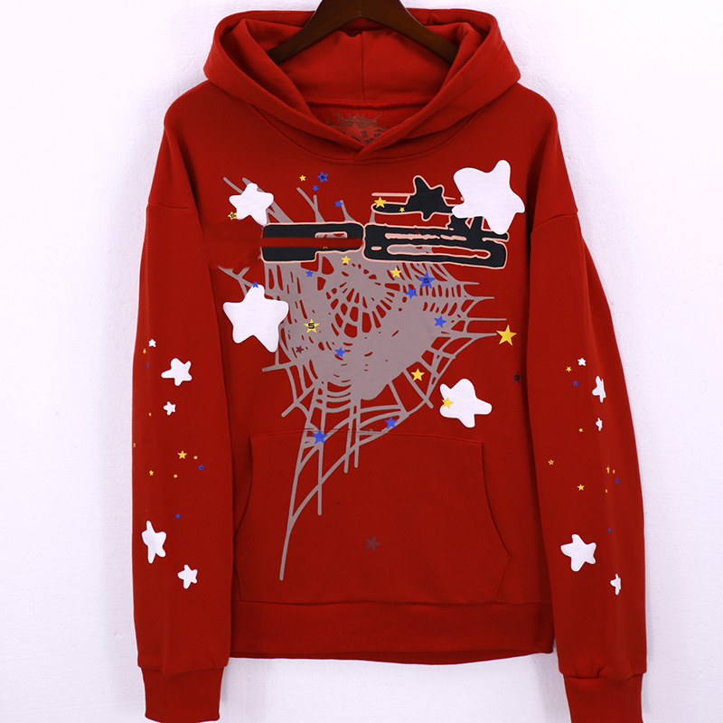 spider hoodie  designer sweatshirt Red light blue pullover mens Street hip-hop stars in the same casual coat