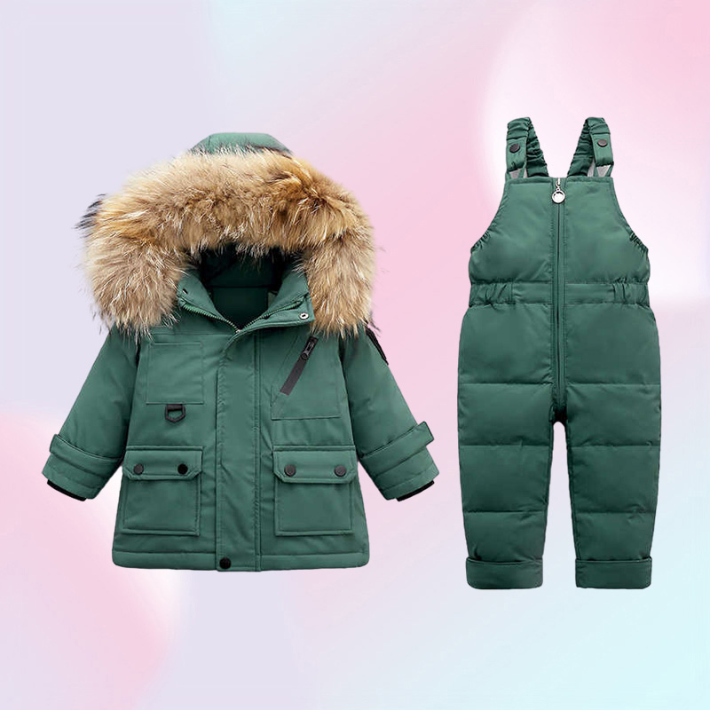 2021 Vestes d'hiver pour garçons enfants combinaisons de neige fille vers le bas manteau de parka en fourrure naturelle vêtements d'extérieur pour enfants salopette chaude combinaison pour bébé G4305670