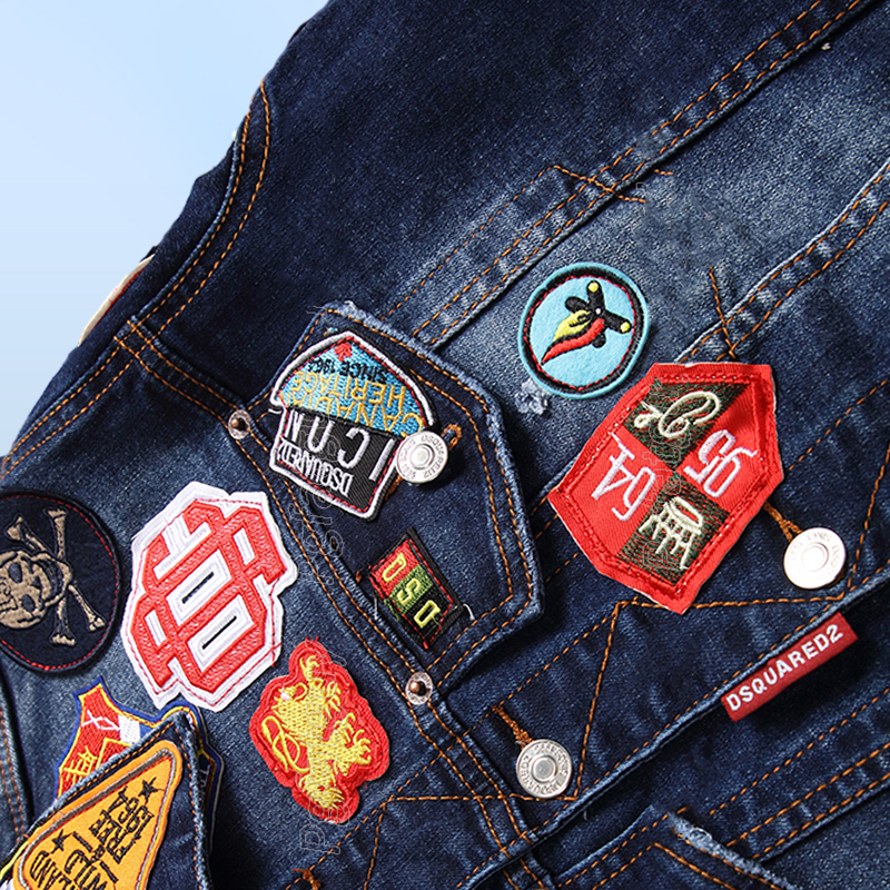 Hommes brodés badge denim veste streetwear hip hop men039s moteur vestes en jean masculin slim saiterwear chaqueta homber5859311