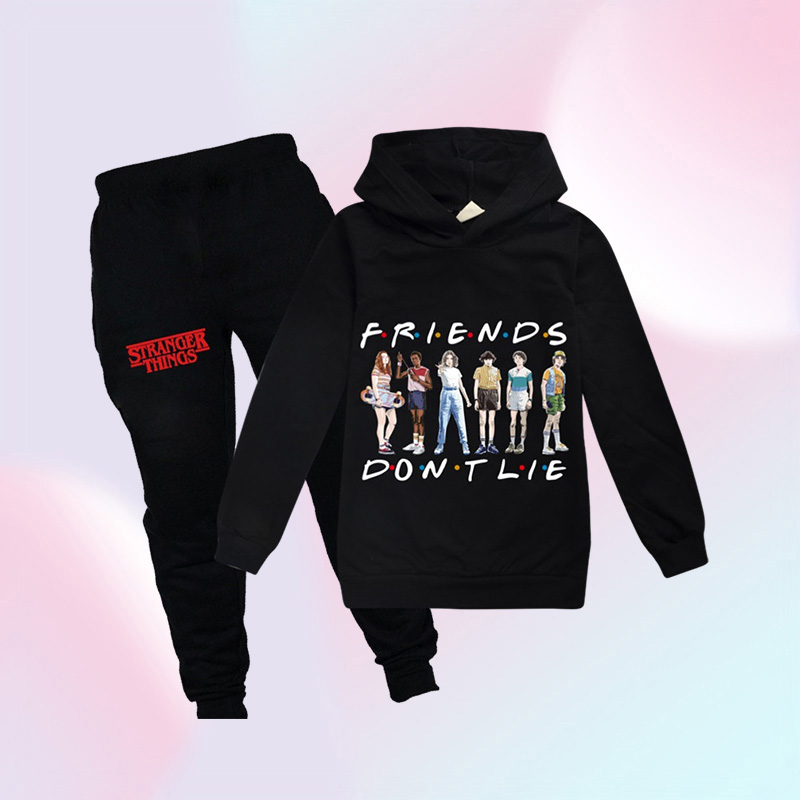 2 stksset Stranger Things Kids Set Lange Mouw Hoodie Broek VRIENDEN LIGGEN NIET 9 Kleuren Beschikbaar Kinderkleding Jongens Meisjes Cl2459250