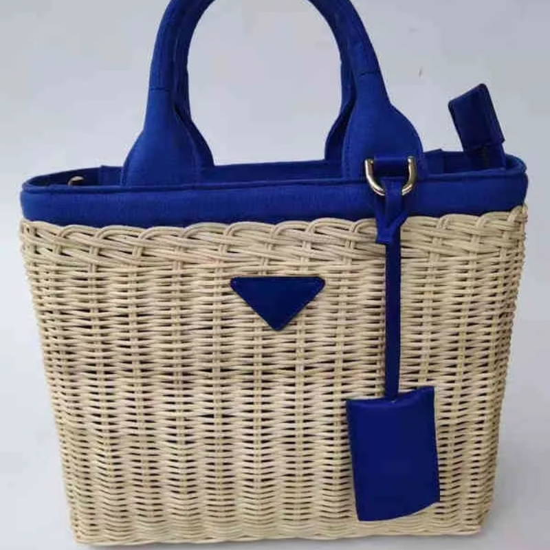 Borse firmate da donna P Borsa da spiaggia intrecciata in rattan Portafoglio elegante lo shopping al mare