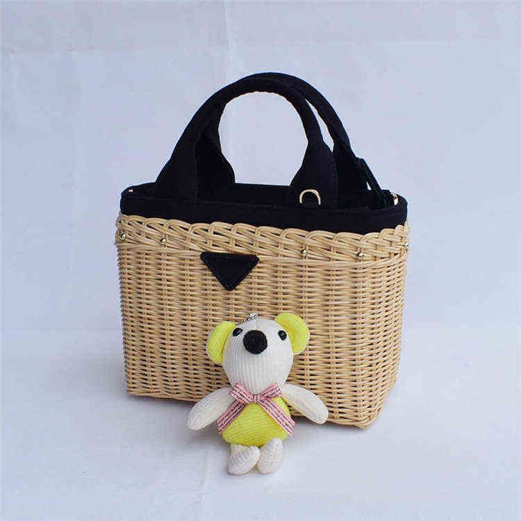 Borse firmate da donna P Borsa da spiaggia intrecciata in rattan Portafoglio elegante lo shopping al mare