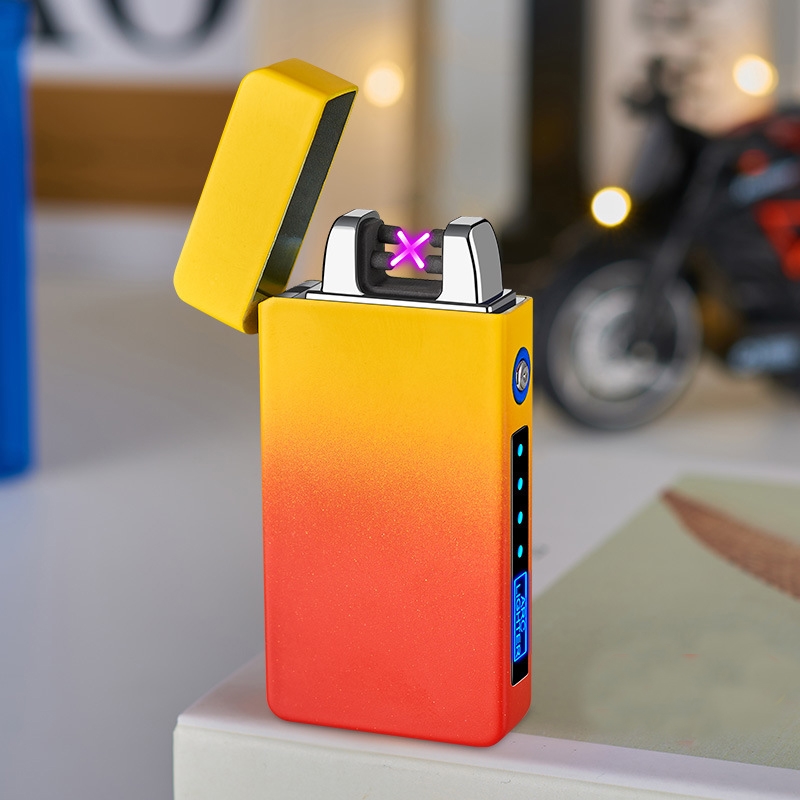 Portable Electric Dual Lighter USB Lighters Rechargeable Windproof Flameless Plasma Lighters Smoking With LED Power Display Men Gadget Gifts