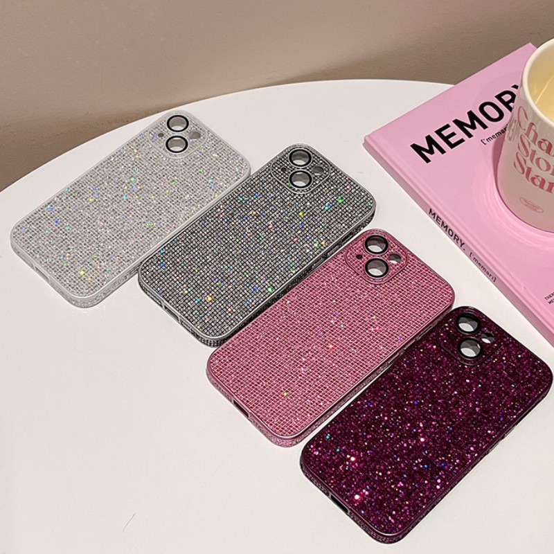 Bling diamante casos de telefone glitter strass capa traseira brilhante protetor duro para iphone 15 15pro 15plus 15 pro max 14 13 12 11