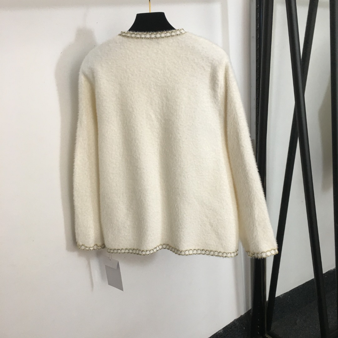 1020 2023 Runway Autumn Brand Brand Sake Sweater Leng Sleeve Leng Sleeve v Neck Cardigan Black White Fashion Clotes High Quality Womens 20238345