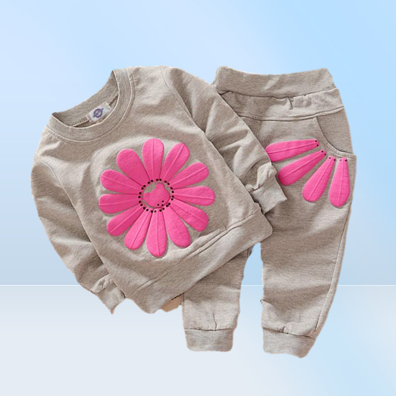 Roupa para crianças da primavera e outono Rouno Round Neck Baby Girl Designer Roupas de crianças 2 roupas de designer tamanho 90120283S6154330