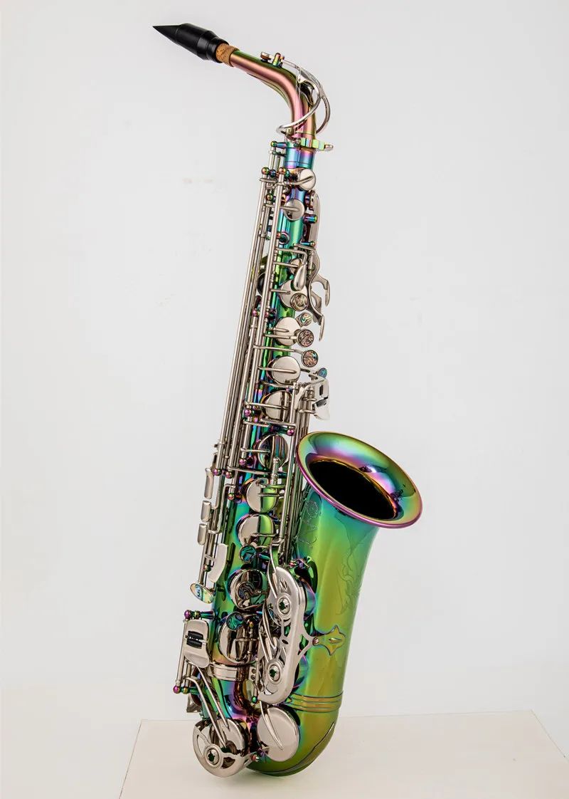 High Alto EB Tune Saxophone Ny ankomst Mässing Dazzling Color Lacquer Music Instrument E-Bat Sax med falltillbehör