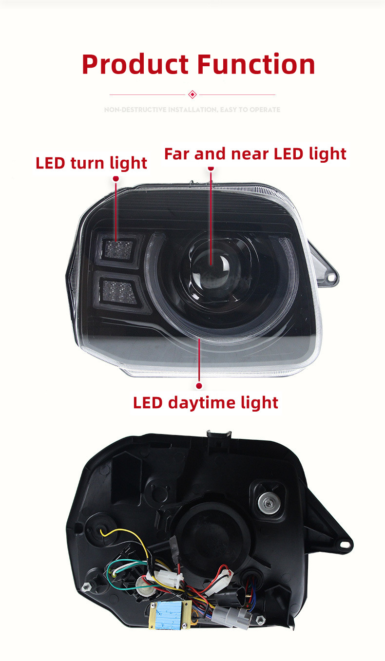 Car Headlights For Suzuki Jimny 2007-20 15 Defender Style Lights All LED Daytime Running Light Turn Signal Lens Headlight