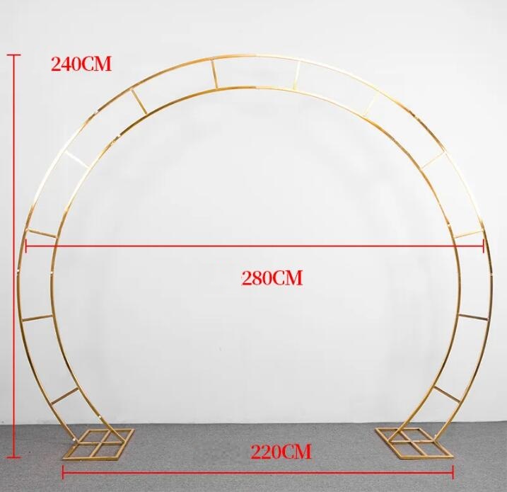 반짝이는 철 아치 웨딩 야외 금속 서클 선반 선반 인공 꽃 풍선 소품 스탠드 파티 무대 배경 프레임 장식