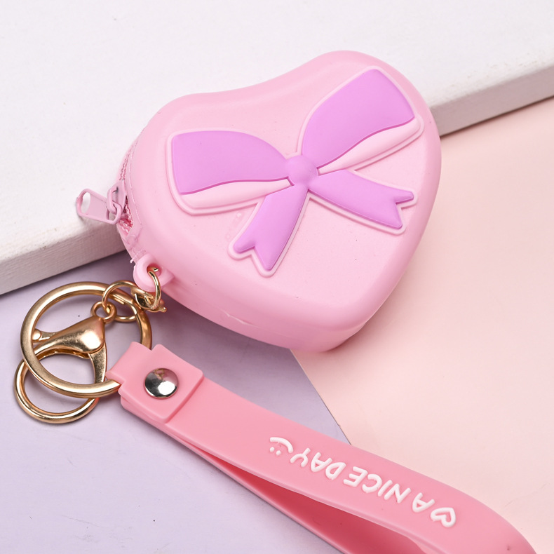 Nouvelle fille lettre sac pendentif zéro portefeuille clé de trousseau créatif amour silicone sac de trèfle pendentif en gros