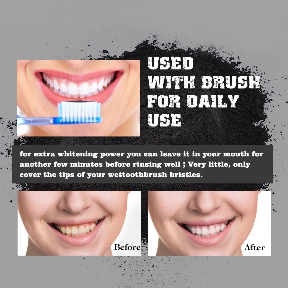 Soins des dents brosse à dents en bambou charbon actif naturel poudre de blanchiment des dents dentifrice hygiène buccale livraison directe dentaire