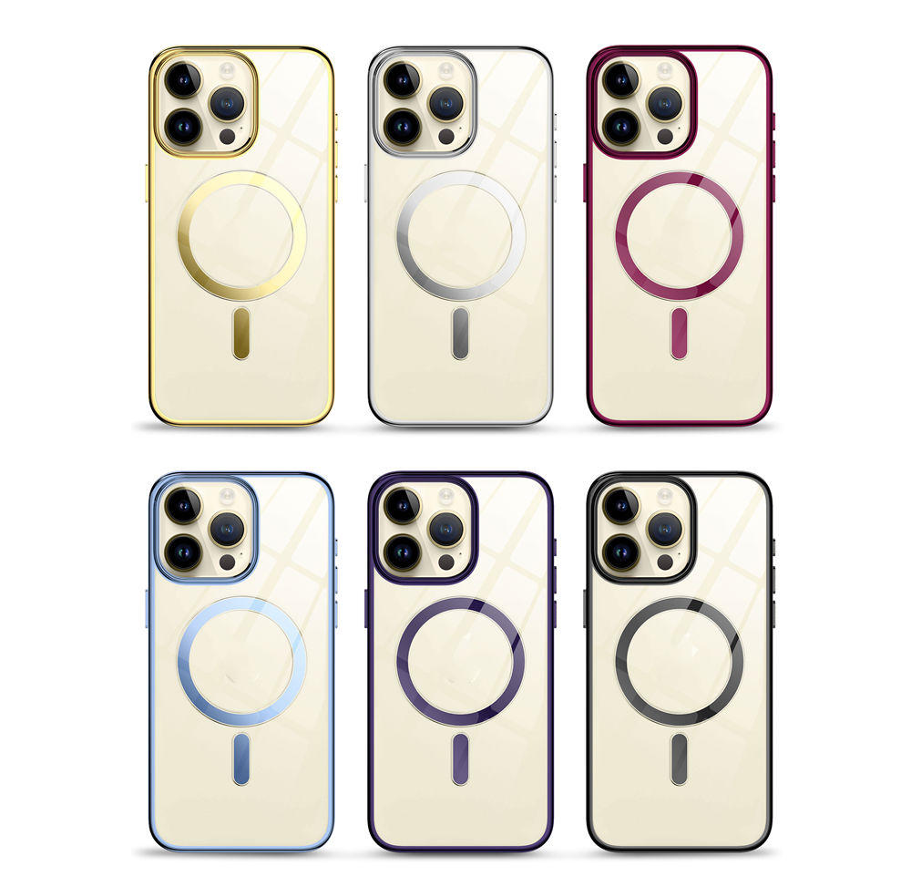 Coque fine transparente magnétique originale pour iPhone, compatible modèles 15 Pro Max, 15, 14, 13, 12, 11, brillante, Mag Safe