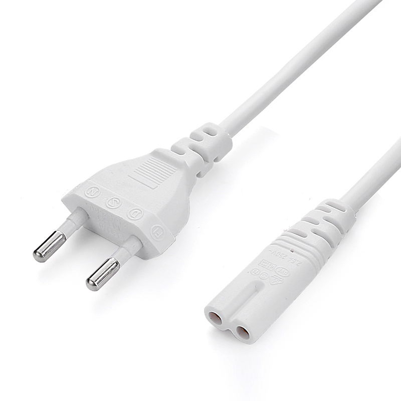 Cable de extensión blanco de 2p con clavija UE, Cable de extensión de encendido para lámpara, fuente de alimentación europea de figura 8 para iluminación Led, Cargador USB de 1,5 m