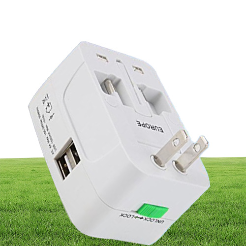 Hepsi Bir Evrensel Uluslararası Fiş Adaptörü 2 USB Port World Travel AC Güç Şarj Cihazı Adaptörü AU US UK AB Dönüştürücü Fişi G8708303