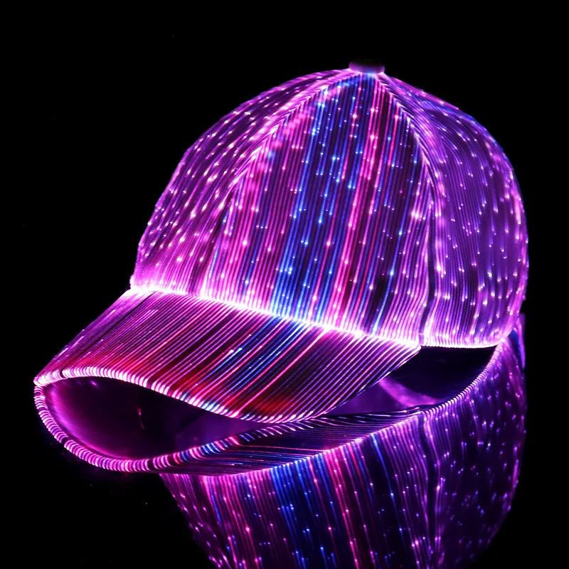 Ball Caps LED Fiber Optic Luminous Women Men Baseball Cap Music Festival Xmas Halloween Hip Hop Party Personality Glow Hat USB Charging 231025