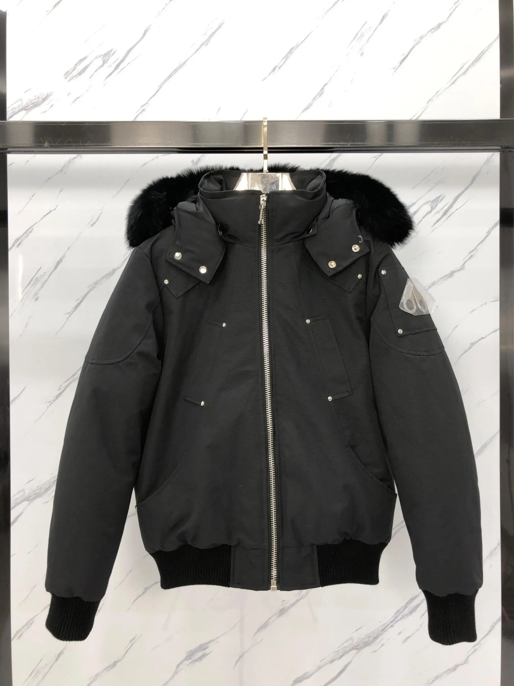 Doudoune courte pour hommes d'hiver avec veste à col en vraie fourrure Bomber veste 3Q épaissie à capuche doudoune homme vêtements manteau épais parka manteau d'extérieur