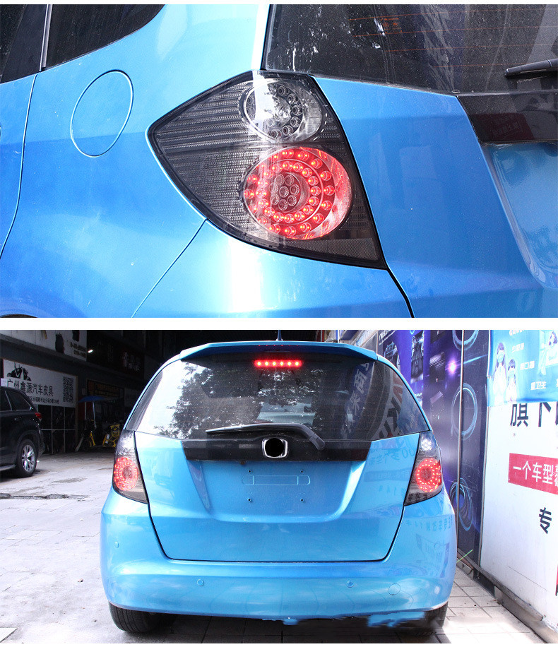 Samochód tylny dla Honda Fit 2008-2013 Ogon LED DRL US Style Running Signal Hamule Odwracanie Parking Parking Parefift