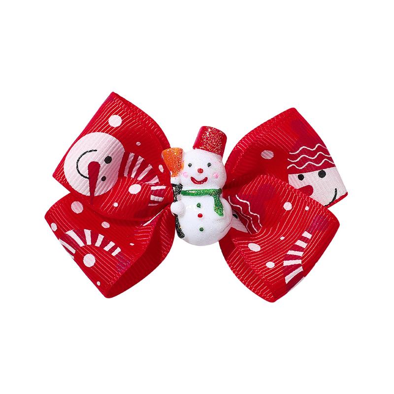 Baby Girls Bow Hairpins Barrettes Christmas Ribbon Cartoon Santa Claus Snowman Kids Pinwheel Hair Clips Hair Accessories