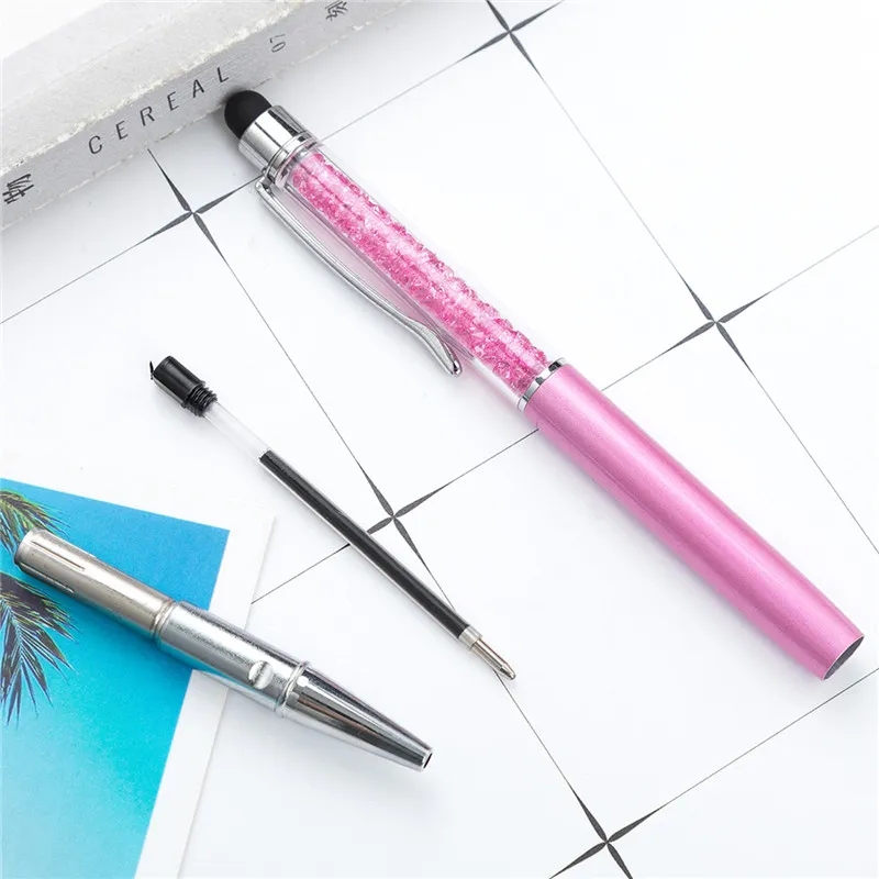 groothandel Creatieve 24 kleuren Bling Crystal Balpen Creatieve Pilot Stylus Touch Pen voor het schrijven van briefpapier Kantoor School Student Gift